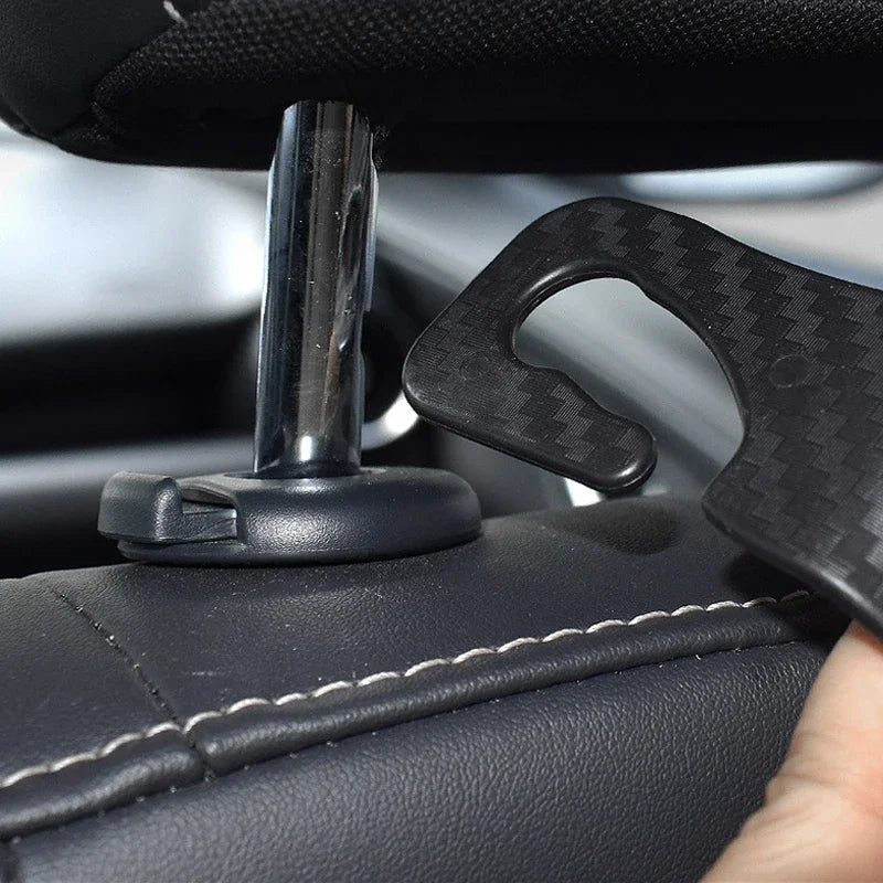 4-Pack Carbon Fiber Car Seat Hooks – Hang It Like a Pro