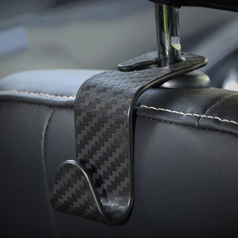4-Pack Carbon Fiber Car Seat Hooks – Hang It Like a Pro