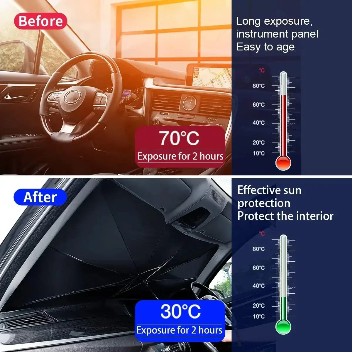 Foldable Car Sunshade – Your Windshield’s Year-Round Bodyguard
