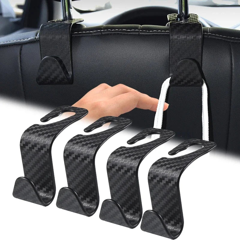 4-Pack Carbon Fiber Car Seat Hooks – Hang It Like a Pro